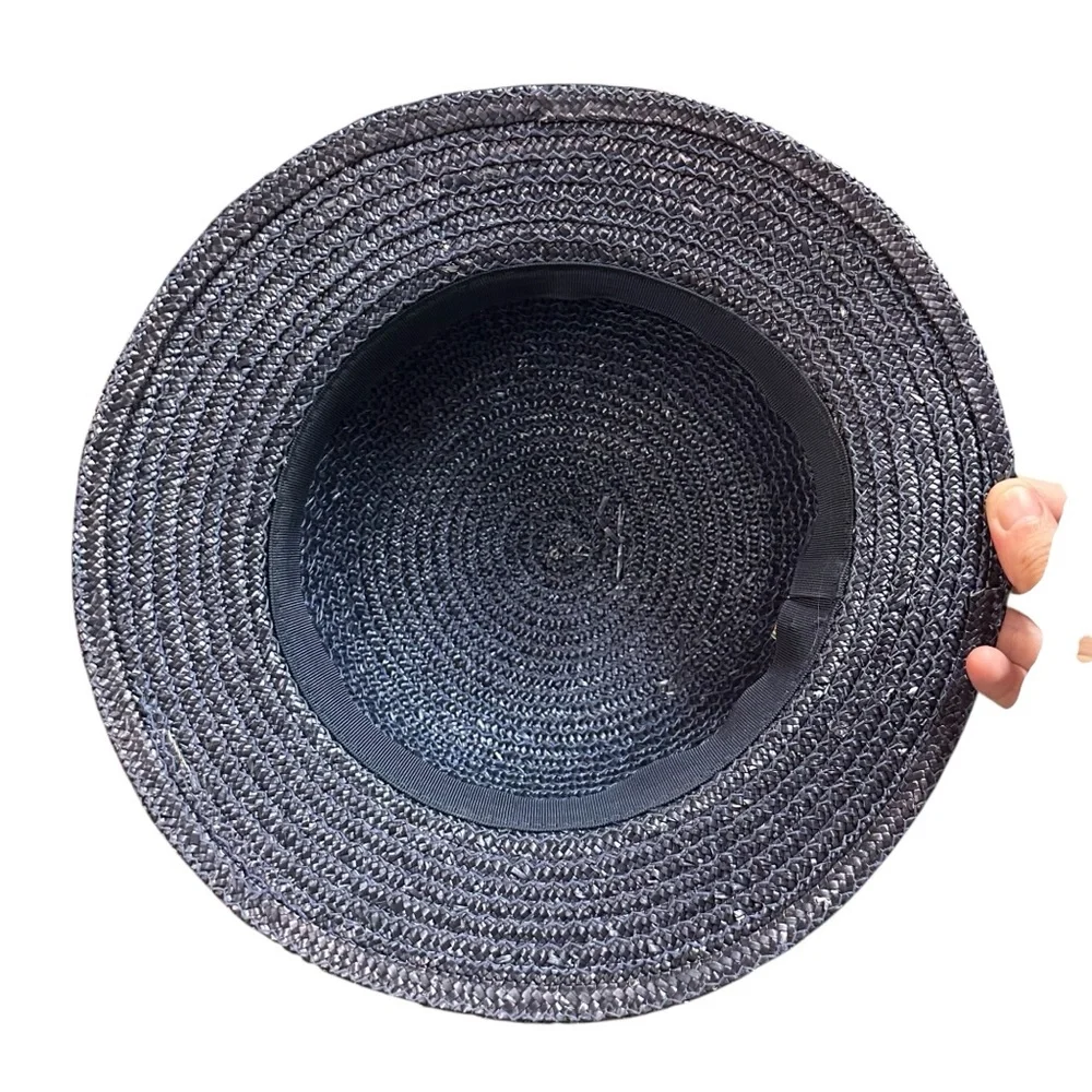 Made in Italy Blue / Gold Woven Straw Hat with Braided band